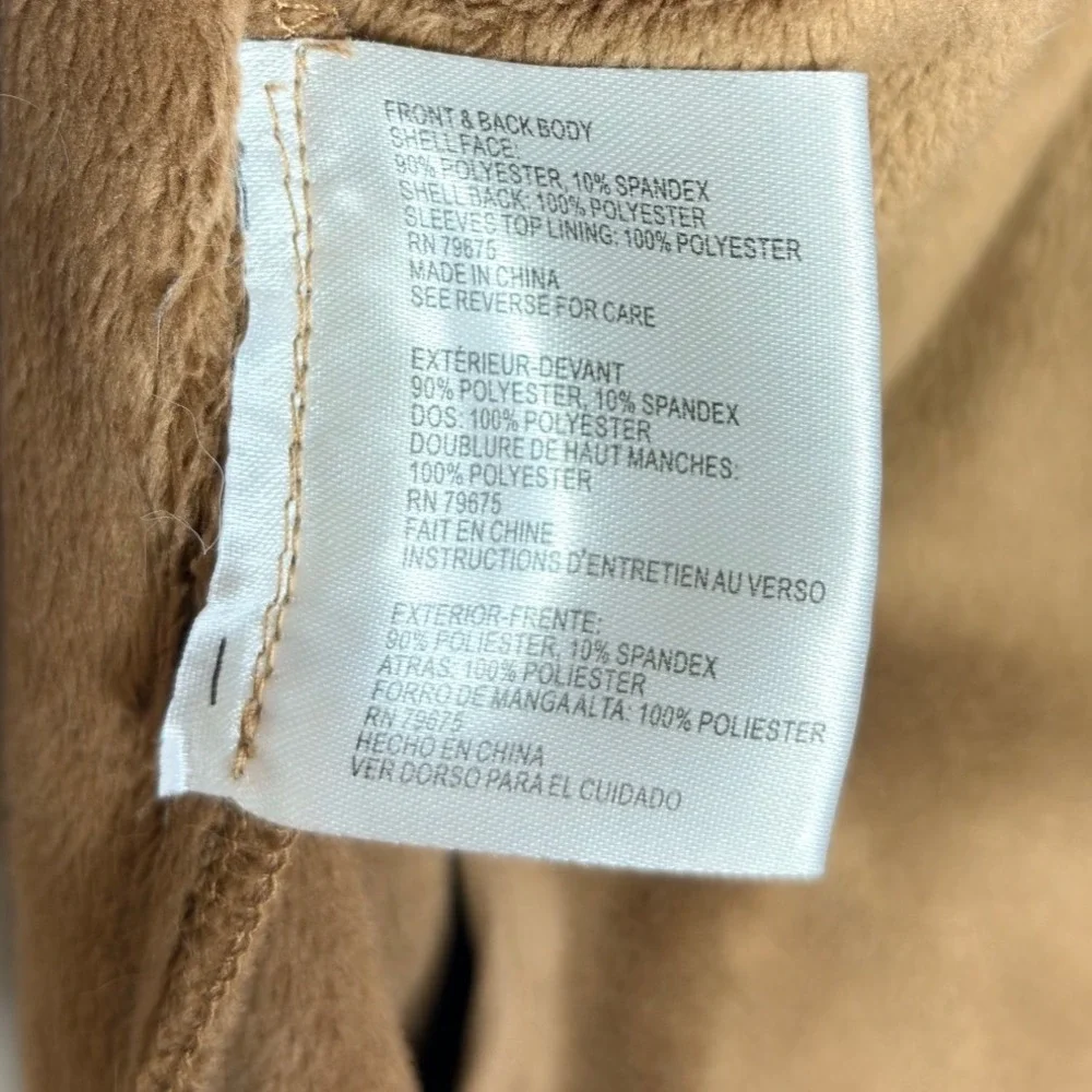 Michael Kors Tan Hooded Zip Up Trench Coat Jacket Size Large Classic Chic Winter